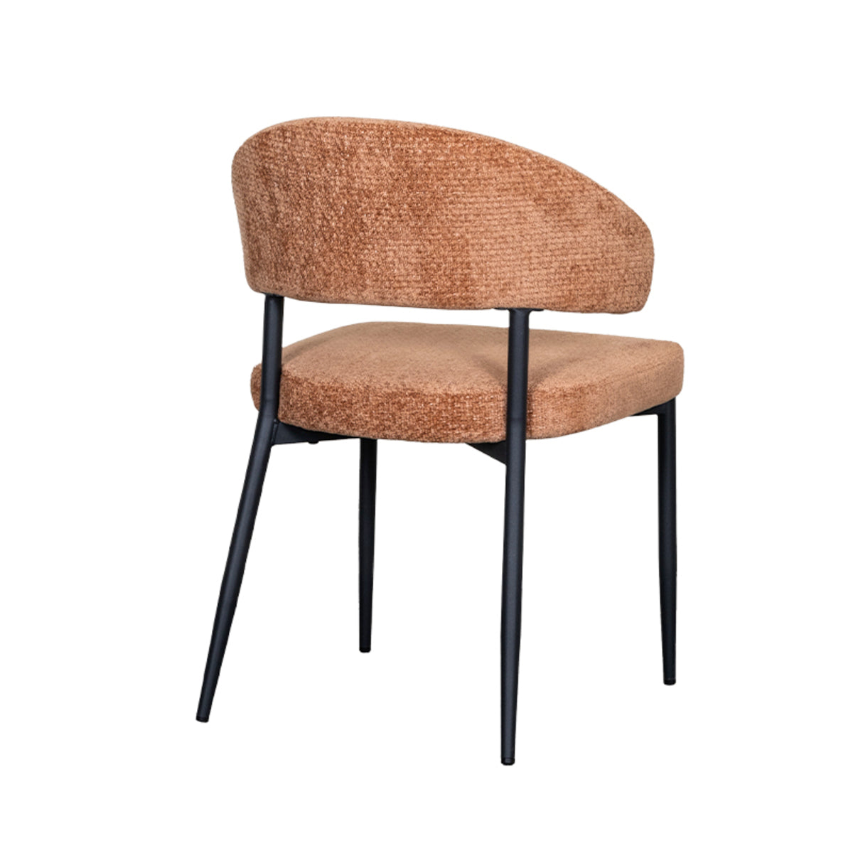 Eetkamerstoel Bliss - Cognac - Chenille - Zwart Metalen Frame