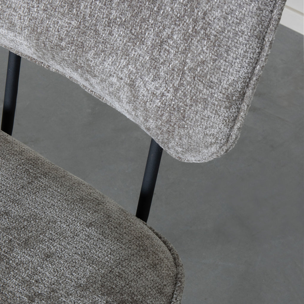 Eetkamerstoel Liva - Stone - Elite - Zwart Metalen Frame