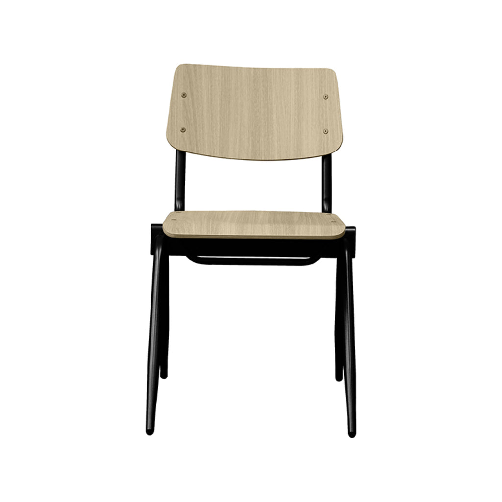 Eetkamerstoel Solid - Naturel - Hout - Zwart Metalen Frame