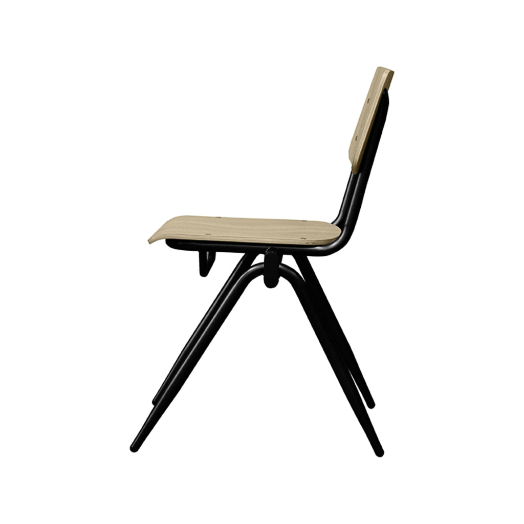 Eetkamerstoel Solid - Naturel - Hout - Zwart Metalen Frame