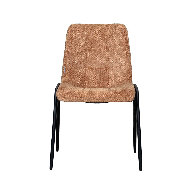 Eetkamerstoel Noor - Cognac - Chenille - Zwart Metalen Frame