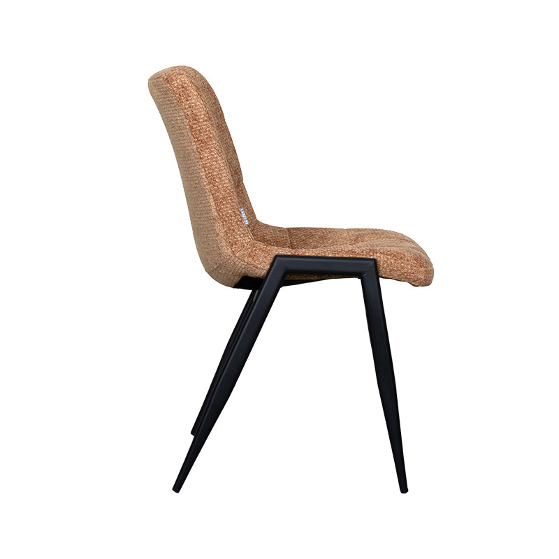 Eetkamerstoel Noor - Cognac - Chenille - Zwart Metalen Frame