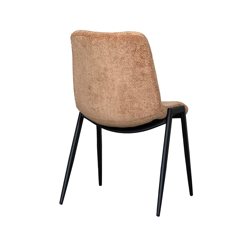 Eetkamerstoel Noor - Cognac - Chenille - Zwart Metalen Frame