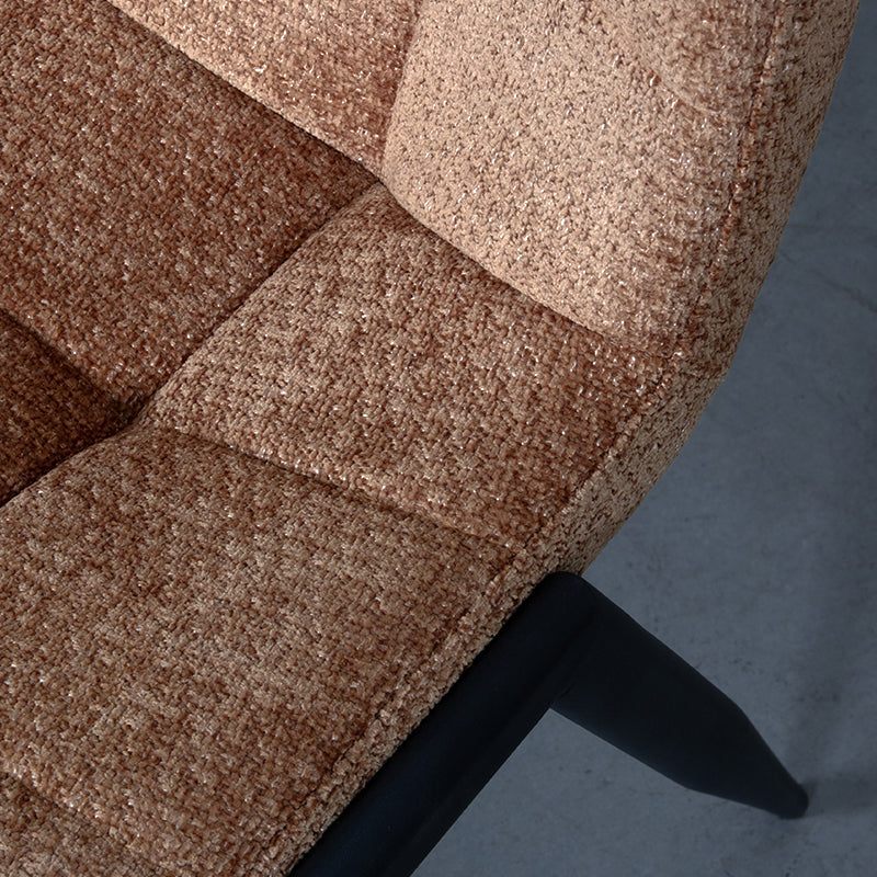 Eetkamerstoel Noor - Cognac - Chenille - Zwart Metalen Frame
