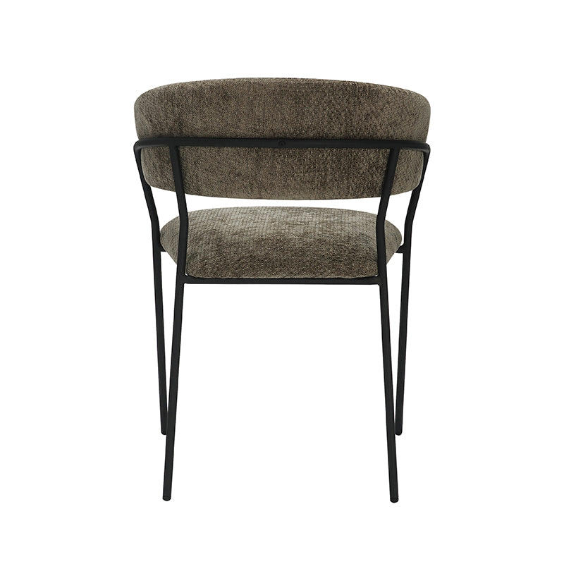Eetkamerstoel Luuk - Hunter - Chenille - Zwart Metalen Frame