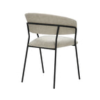 Eetkamerstoel Luuk - Naturel - Chenille - Zwart Metalen Frame