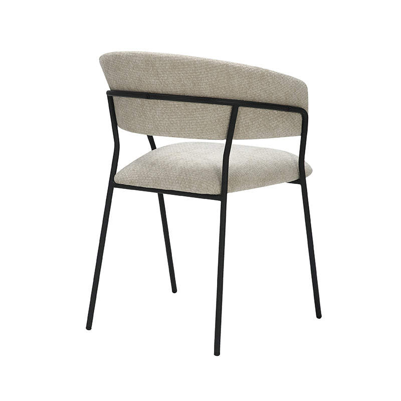 Eetkamerstoel Luuk - Naturel - Chenille - Zwart Metalen Frame