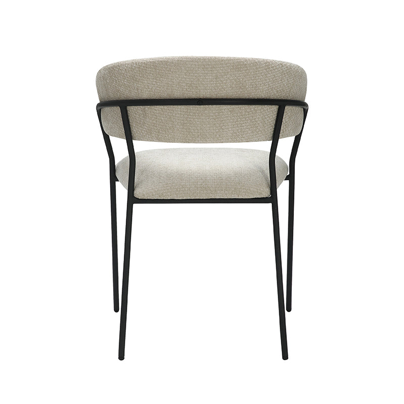 Eetkamerstoel Luuk - Naturel - Chenille - Zwart Metalen Frame