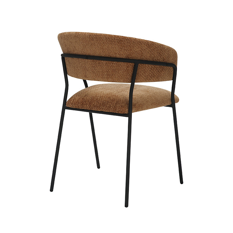 Eetkamerstoel Luuk - Cognac - Elite - Zwart Metalen Frame