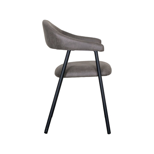 Eetkamerstoel Amaze - Antraciet - Micro Suede - Zwart Metalen Frame