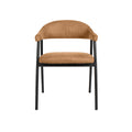 Eetkamerstoel Amaze - Cognac - Micro Suede - Zwart Metalen Frame