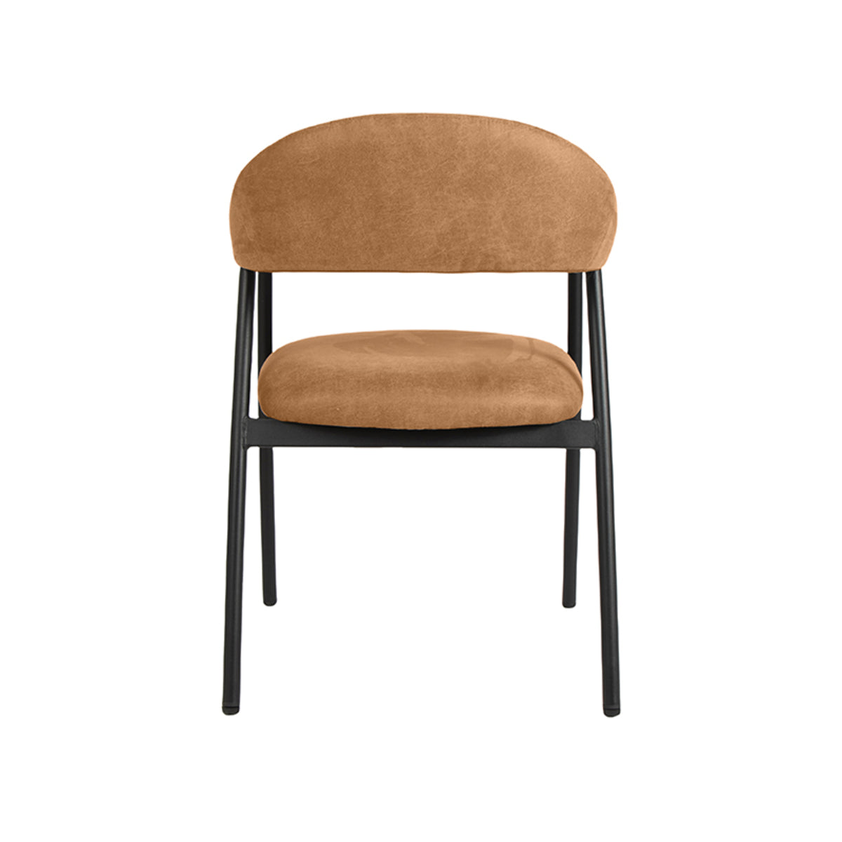 Eetkamerstoel Amaze - Cognac - Kunstleder - Zwart Metalen Frame