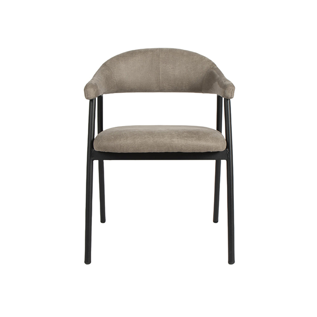 Eetkamerstoel Amaze - Taupe - Micro Suede - Zwart Metalen Frame