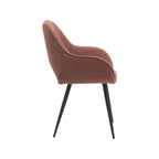 Eetkamerstoel Fer - Terra - Boucle - Zwart Metalen Frame
