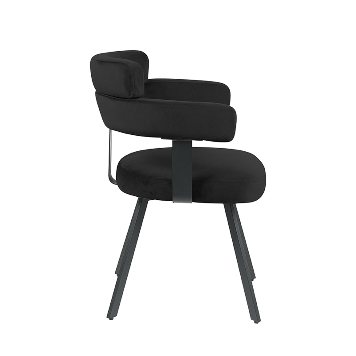 Eetkamerstoel Bardio - Zwart - Fluweel - Zwart Metalen Frame