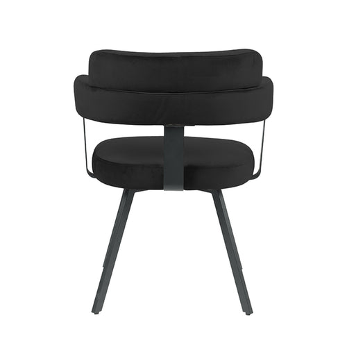 Eetkamerstoel Bardio - Zwart - Fluweel - Zwart Metalen Frame