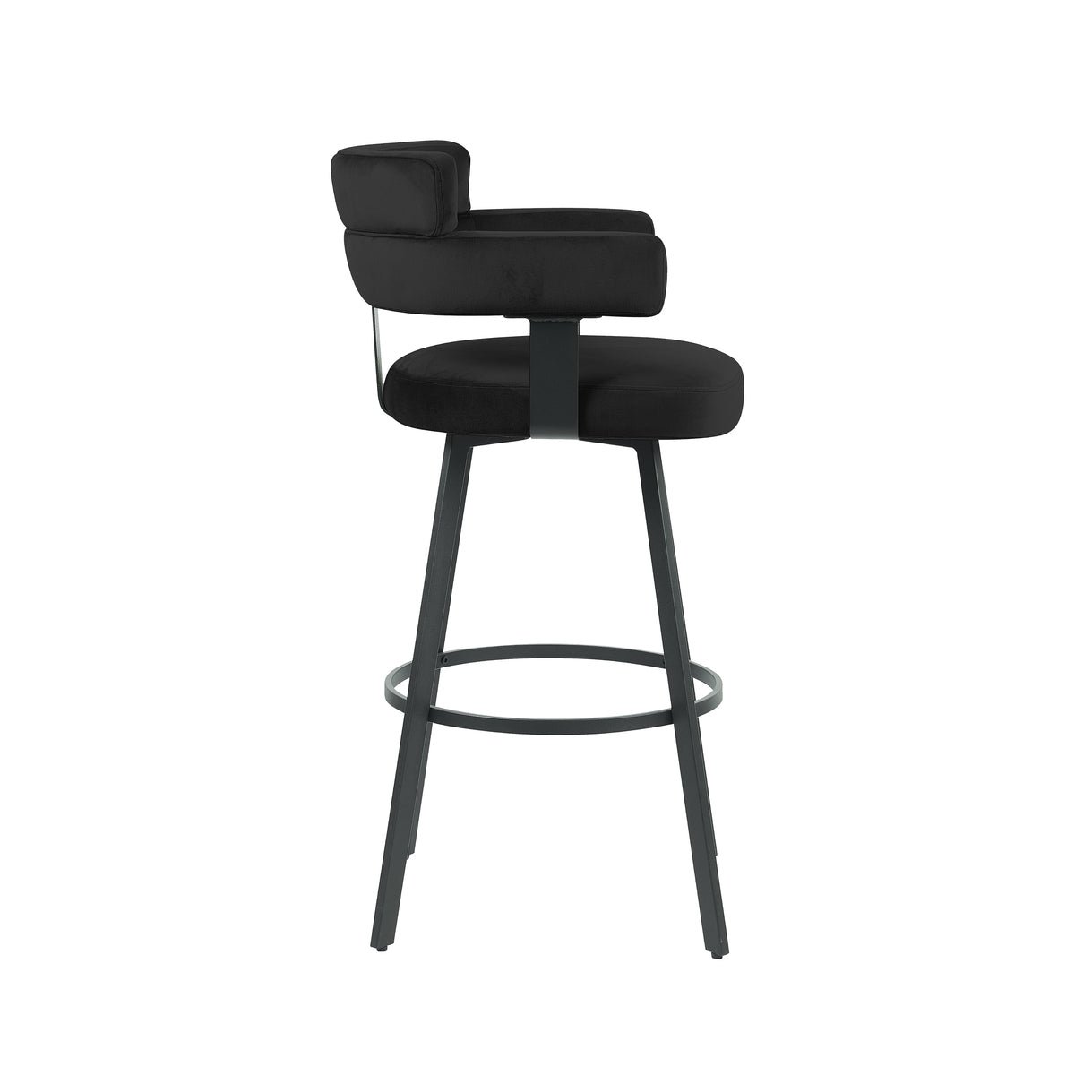 Barkruk Bardio - Zwart - Fluweel - Hoog