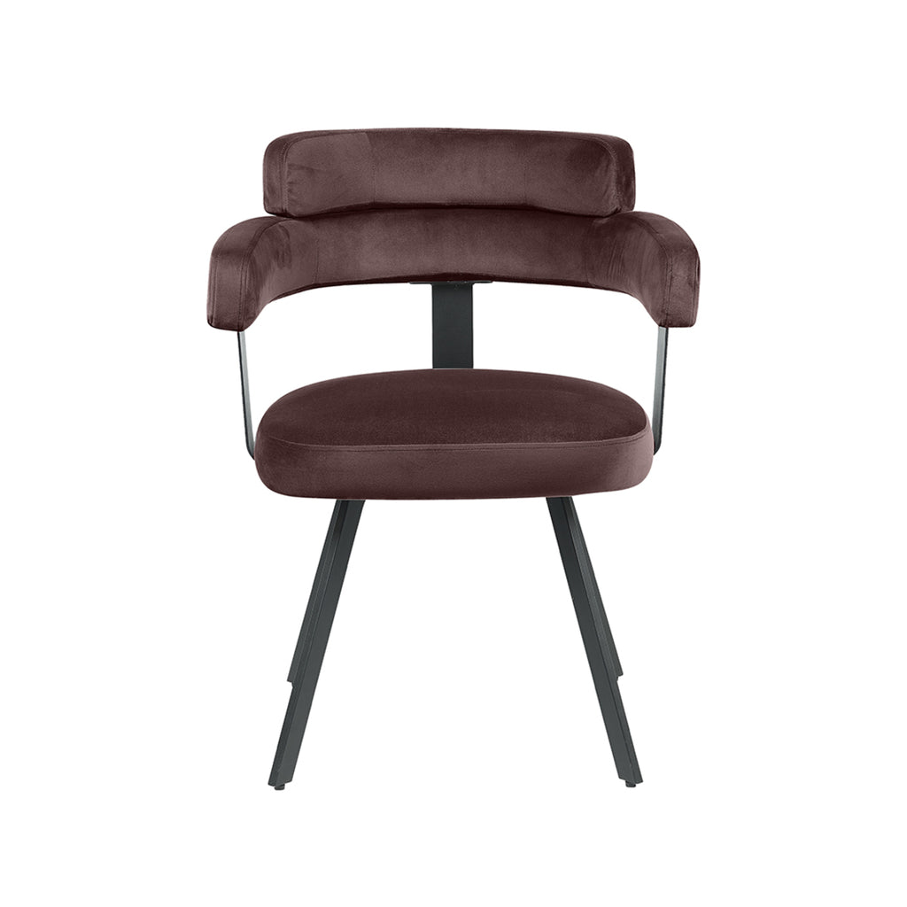 Eetkamerstoel Bardio - Taupe - Fluweel - Zwart Metalen Frame