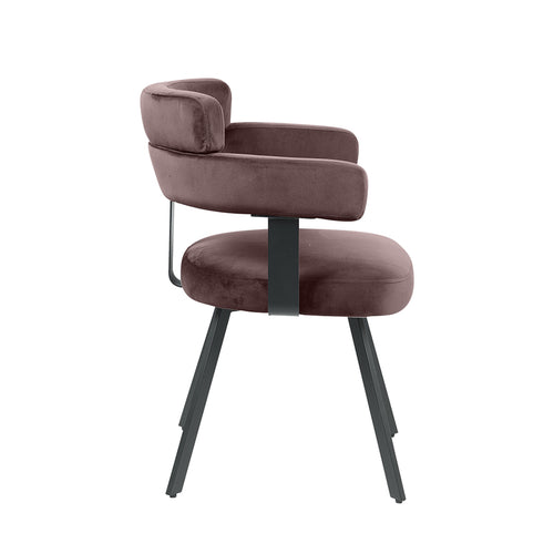 Eetkamerstoel Bardio - Taupe - Fluweel - Zwart Metalen Frame