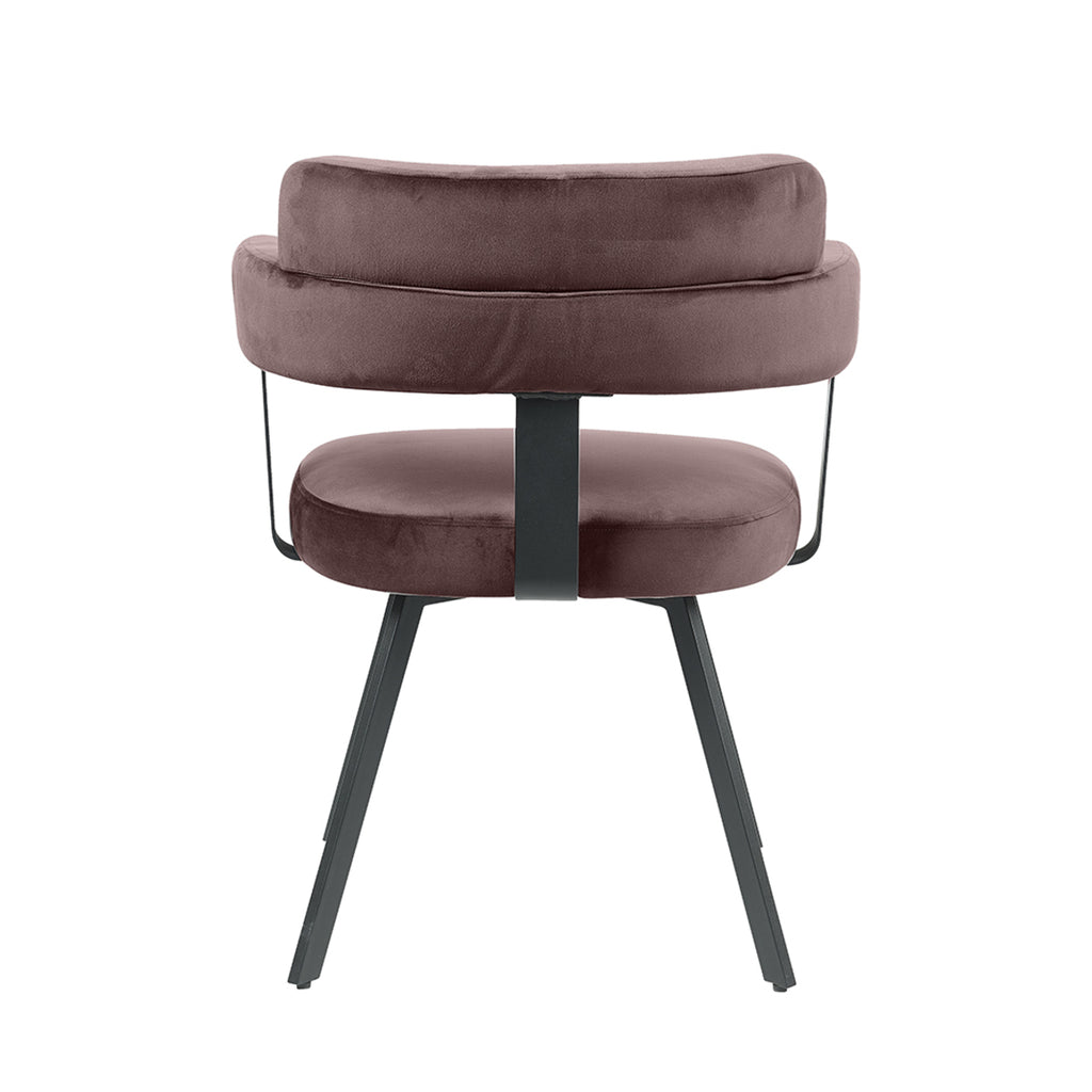 Eetkamerstoel Bardio - Taupe - Fluweel - Zwart Metalen Frame