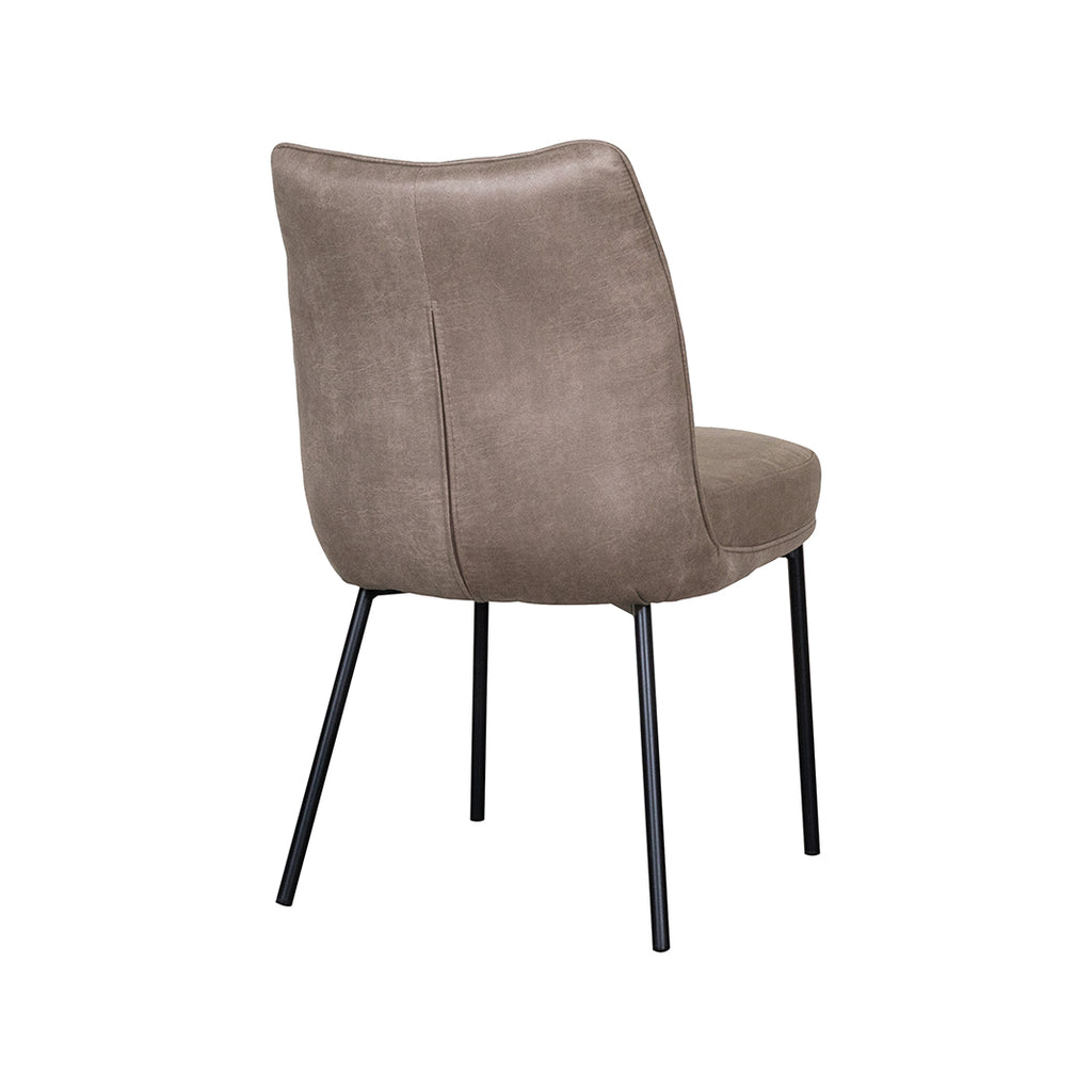 Eetkamerstoel Lennon - Taupe - Micro Suede - Zwart Metalen Frame