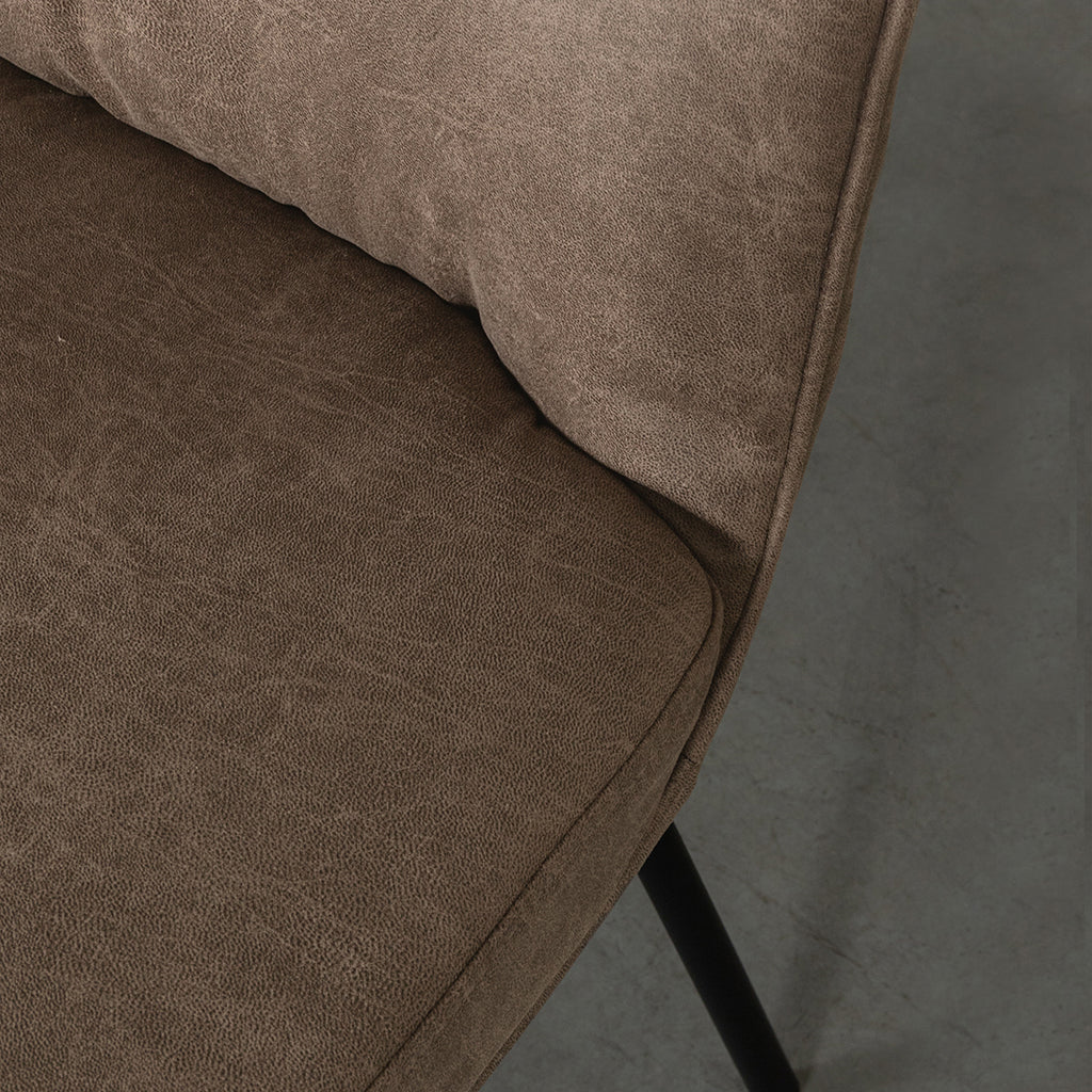 Eetkamerstoel Lennon - Taupe - Micro Suede - Zwart Metalen Frame