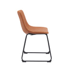 Eetkamerstoel Risto - Cognac - Kunstleder - Zwart Metalen Frame