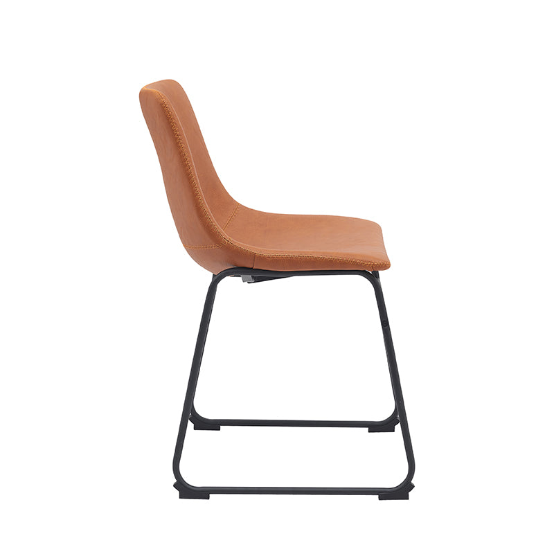 Eetkamerstoel Risto - Cognac - Kunstleder - Zwart Metalen Frame