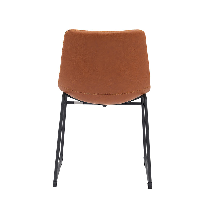 Eetkamerstoel Risto - Cognac - Kunstleder - Zwart Metalen Frame