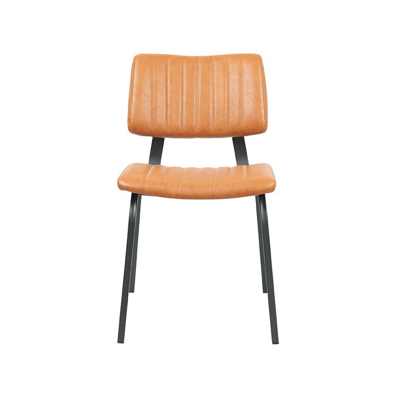 Eetkamerstoel Gusto - Cognac - Kunstleder - Zwart Metalen Frame