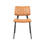 Eetkamerstoel Gusto - Cognac - Kunstleder - Zwart Metalen Frame