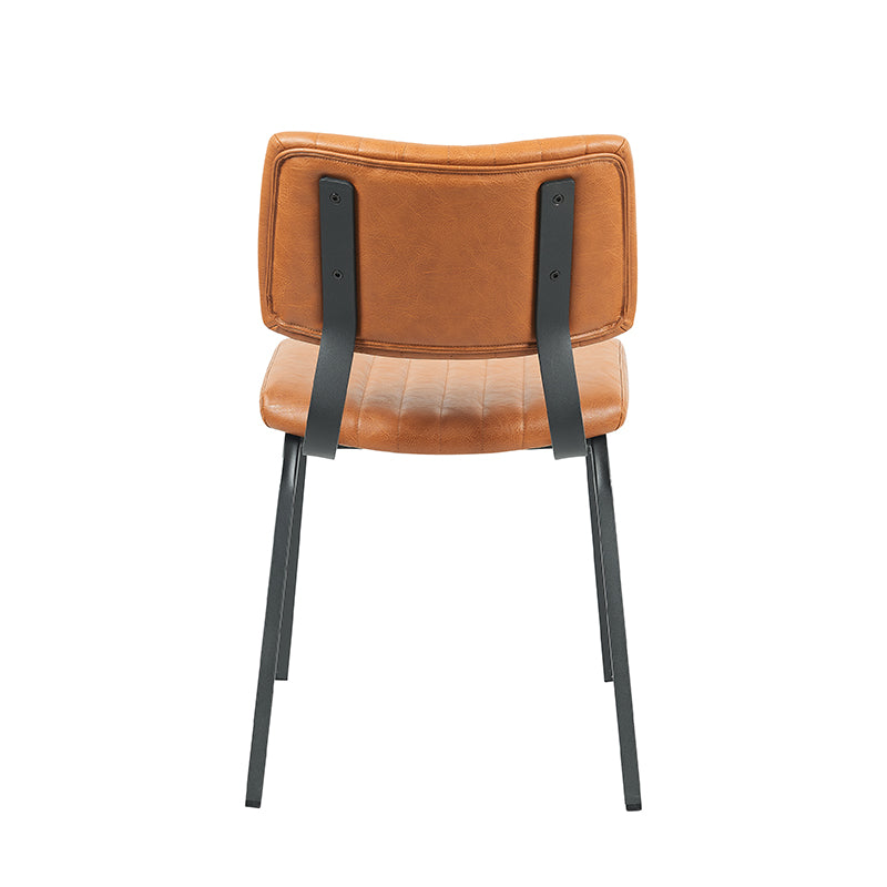 Eetkamerstoel Gusto - Cognac - Kunstleder - Zwart Metalen Frame