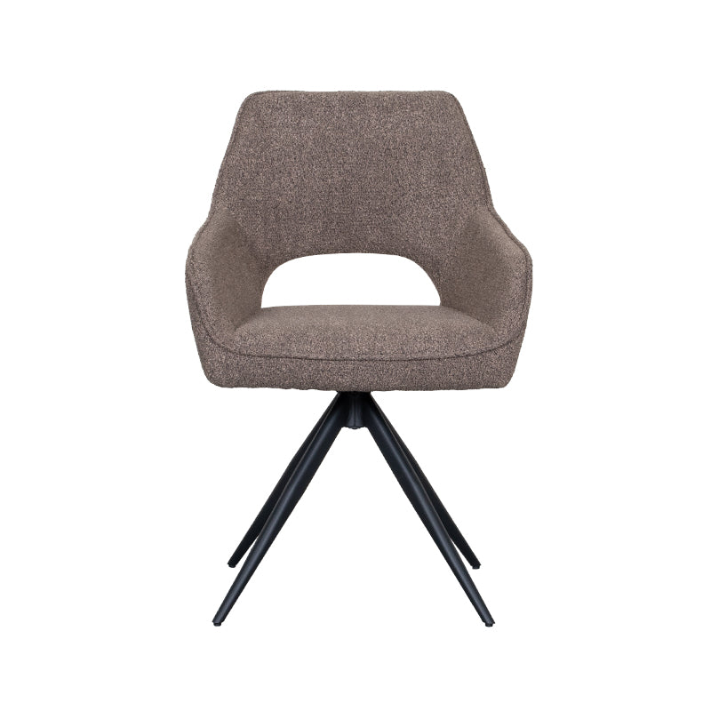 Eetkamerstoel Finley - Bruin - Boucle - Zwart Metalen Frame