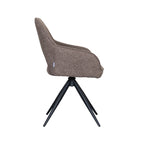 Eetkamerstoel Finley - Bruin - Boucle - Zwart Metalen Frame
