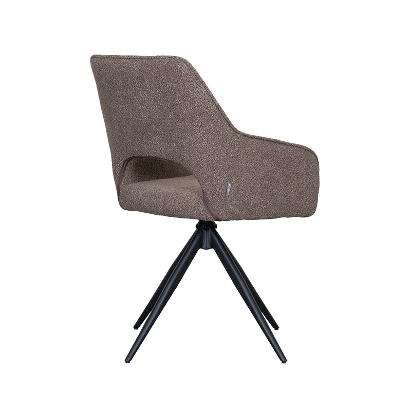 Eetkamerstoel Finley - Bruin - Boucle - Zwart Metalen Frame