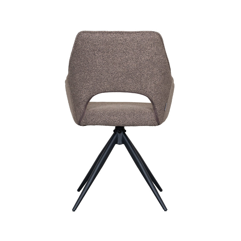 Eetkamerstoel Finley - Bruin - Boucle - Zwart Metalen Frame