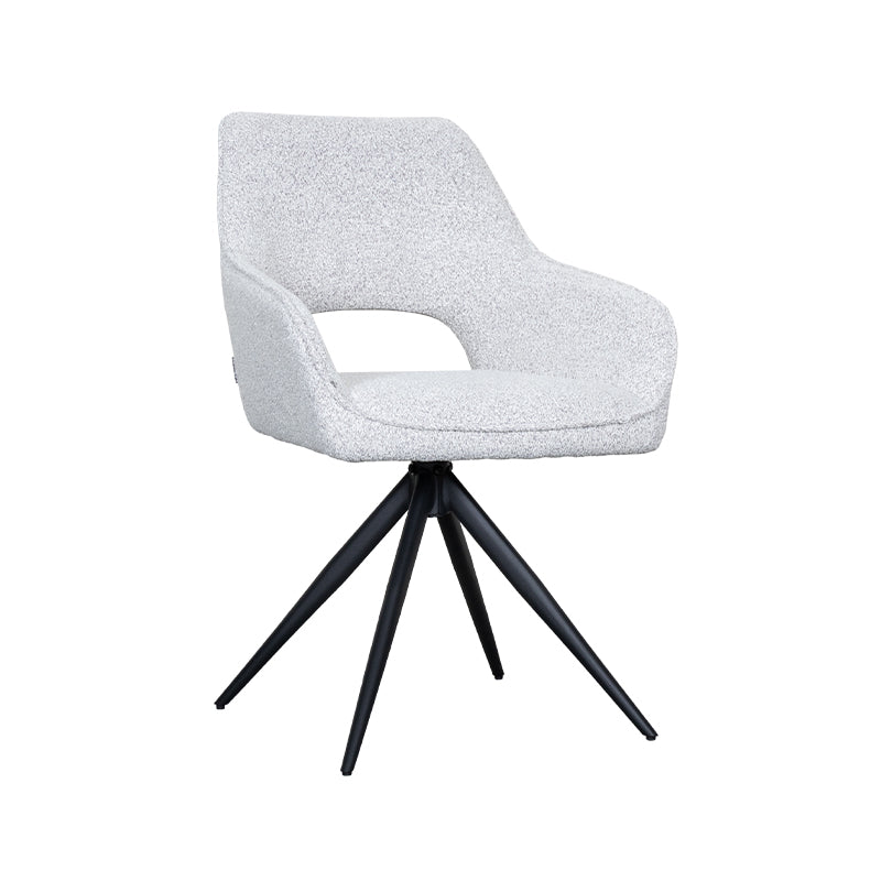 Eetkamerstoel Finley - Champagne - Boucle - Zwart Metalen Frame