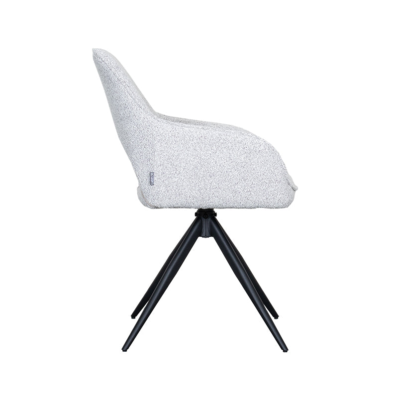 Eetkamerstoel Finley - Champagne - Boucle - Zwart Metalen Frame