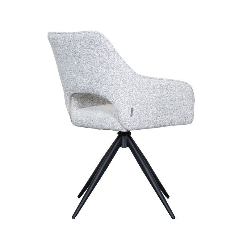 Eetkamerstoel Finley - Champagne - Boucle - Zwart Metalen Frame