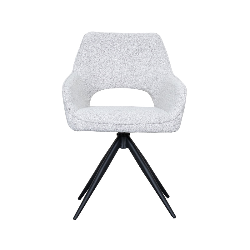 Eetkamerstoel Finley - Champagne - Boucle - Zwart Metalen Frame