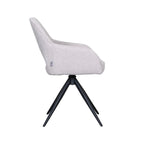Eetkamerstoel Finley - Naturel - Boucle - Zwart Metalen Frame