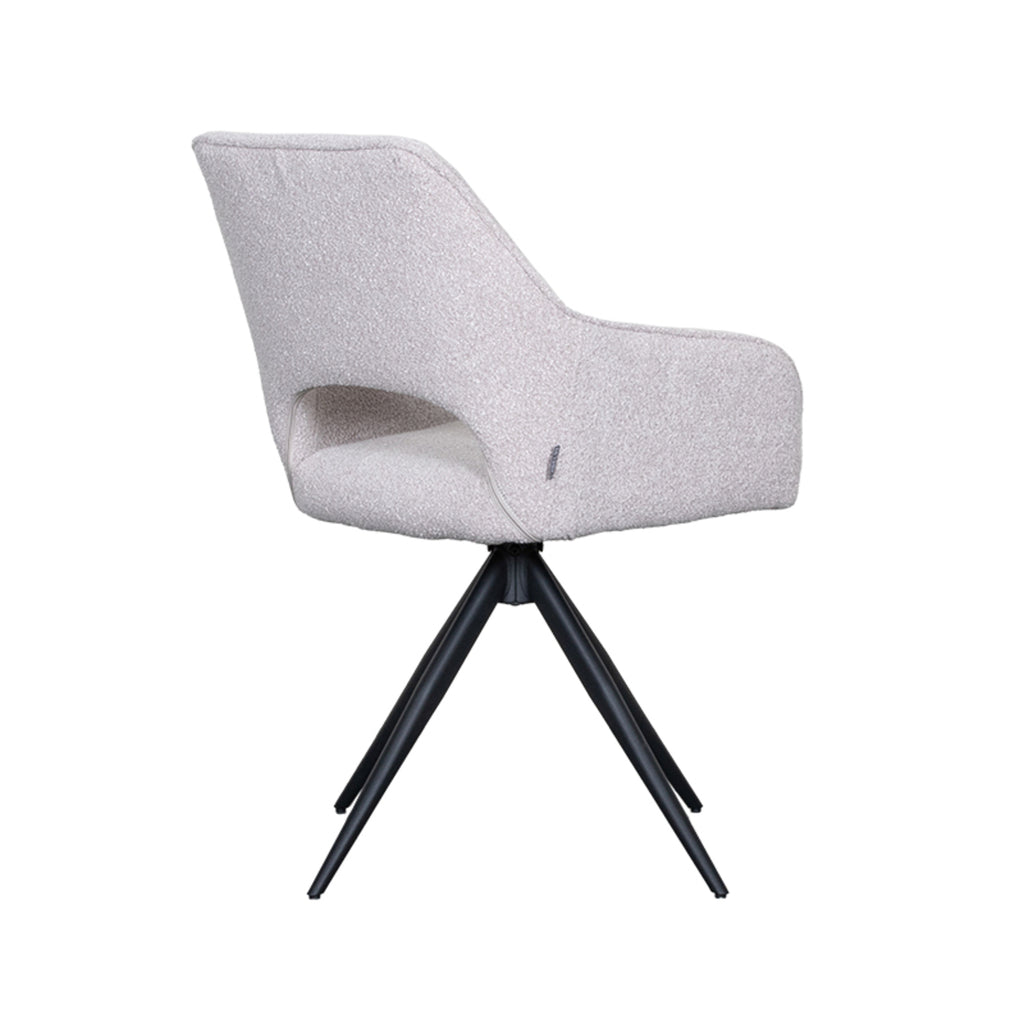 Eetkamerstoel Finley - Naturel - Boucle - Zwart Metalen Frame