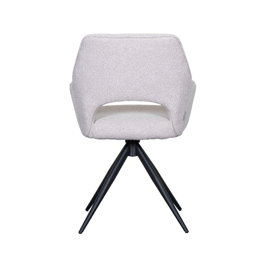 Eetkamerstoel Finley - Naturel - Boucle - Zwart Metalen Frame