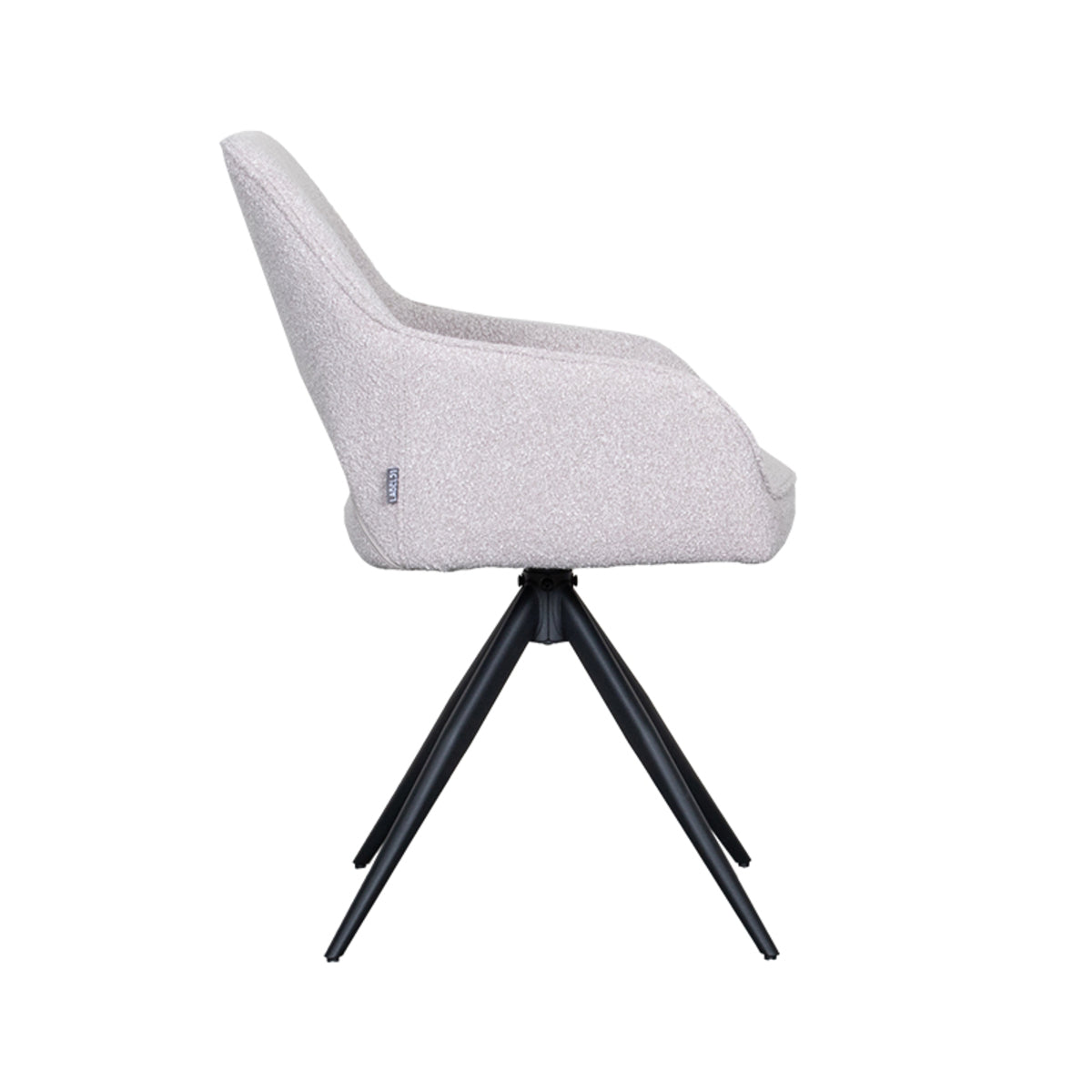 Eetkamerstoel Finley - Naturel - Boucle - Zwart Metalen Frame