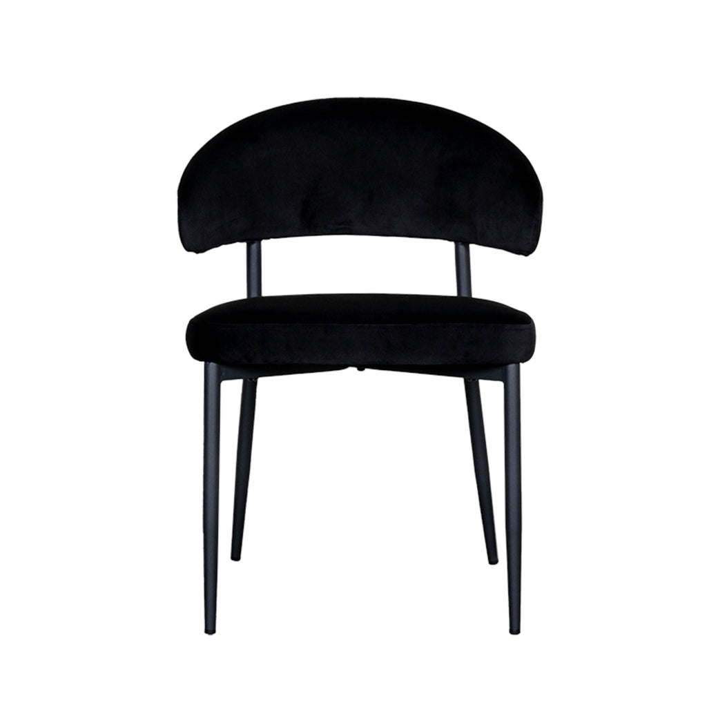 Eetkamerstoel Bliss - Zwart - Fluweel - Zwart Metalen Frame