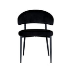 Eetkamerstoel Bliss - Zwart - Fluweel - Zwart Metalen Frame