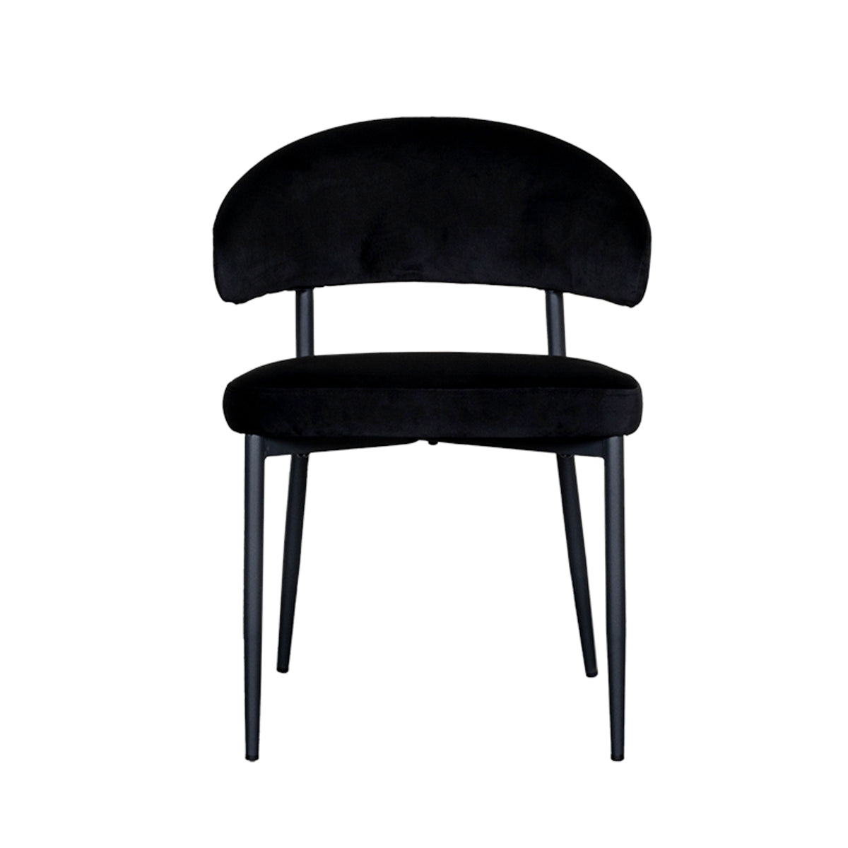 Eetkamerstoel Bliss - Zwart - Fluweel - Zwart Metalen Frame