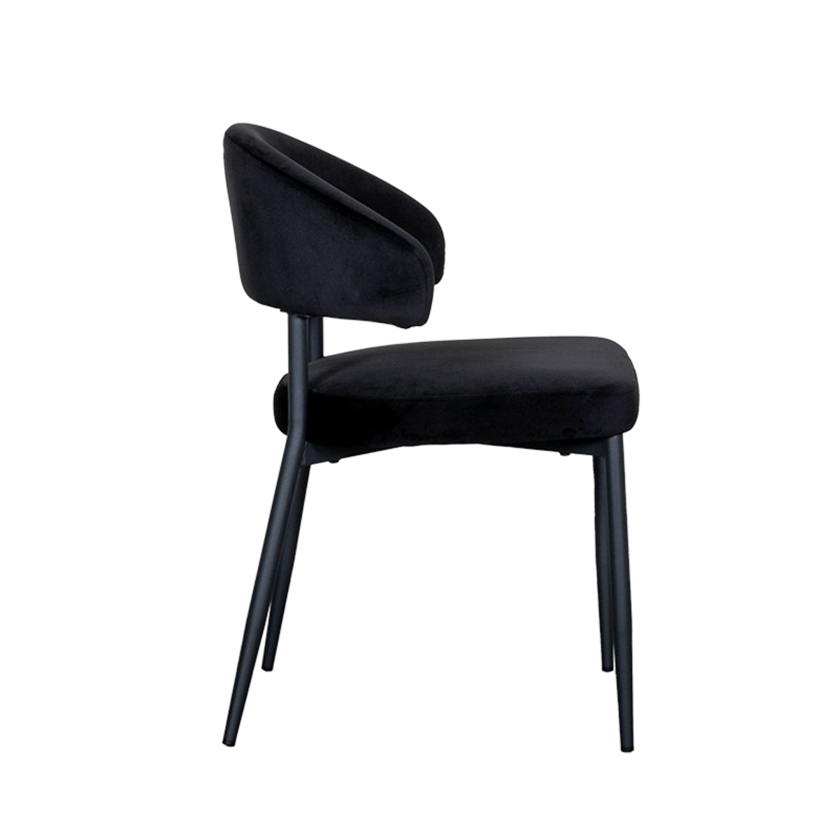 Eetkamerstoel Bliss - Zwart - Fluweel - Zwart Metalen Frame