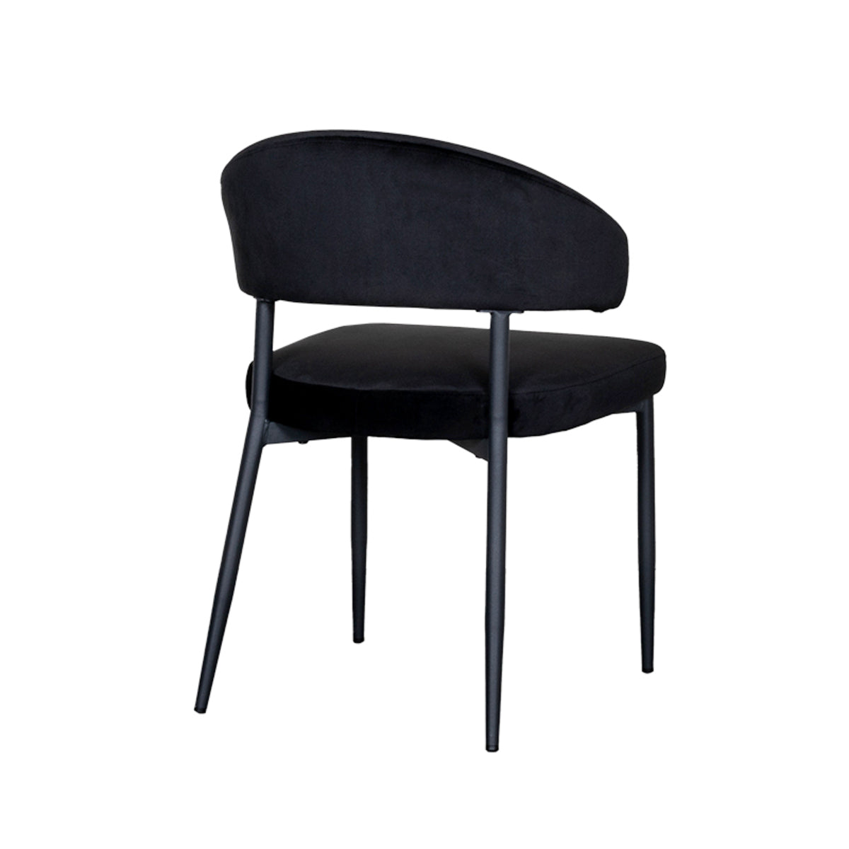 Eetkamerstoel Bliss - Zwart - Fluweel - Zwart Metalen Frame