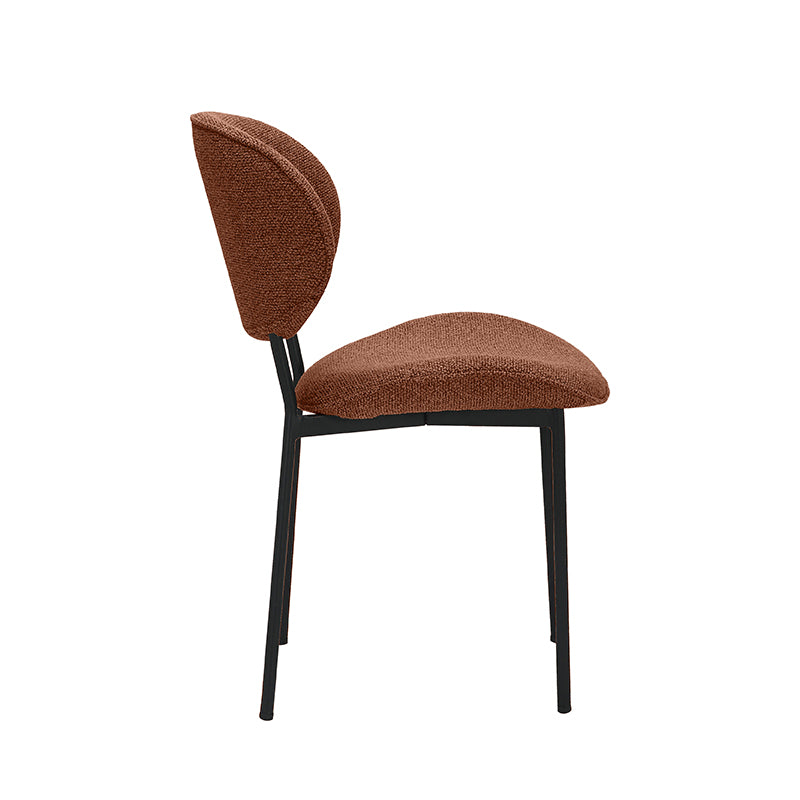 Eetkamerstoel Senn - Coral - Boucle - Zwart Metalen Frame